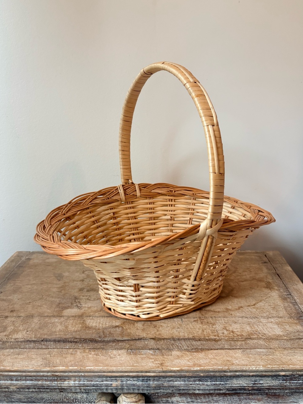 Woven Rattan Basket with Handle - Natural Tan
